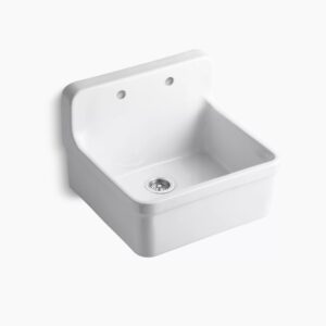 Kohler K-12701 Gilford 24" Single Basin Wall-Mount/Top-Mount Kitchen Sink with Apron-Front (White)