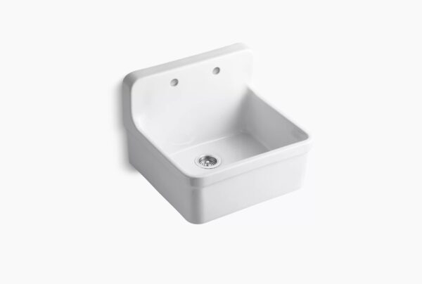 Kohler K-12701 Gilford 24" Single Basin Wall-Mount/Top-Mount Kitchen Sink with Apron-Front (White)