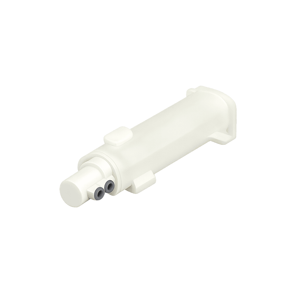 White plastic valve with two ports