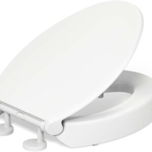 KOHLER 25875-0 Hyten Elevated Quiet-Close Elongated Toilet Seat in White