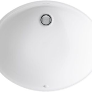 KOHLER K-2210-0 Caxton Oval 17" x 14" Undermount bathroom sink with overflow, white