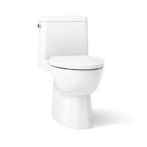KOHLER K-78080-0 Reach One-piece Compact Elongated Toilet with Skirted Trapway, 1.28 gpf