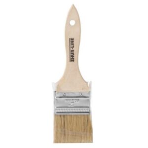 Flat paintbrush with wooden handle
