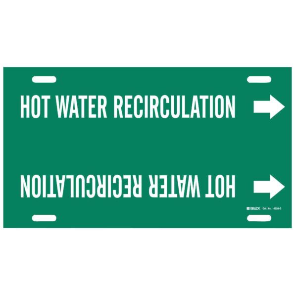 BRADY 4336-G Pipe Marker, Hot Water Recirculation, 8 - 9.875"