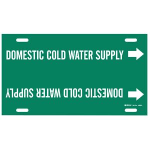 Brady 4050-H Pipe Marker, Domestic Cold-Water Supply, 10 to 15 In