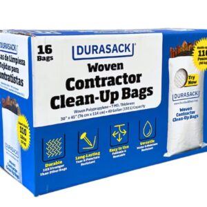 DuraSack 6588685 Woven Contractor Clean-Up Bags 40-Gallon White Indoor/Outdoor Trash Bag 16 -Count