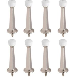 Liberty Premium Door Stoppers Metal Solid Rigid Doorstop Brushed 3" (Satin Nickel, 8 Pack)