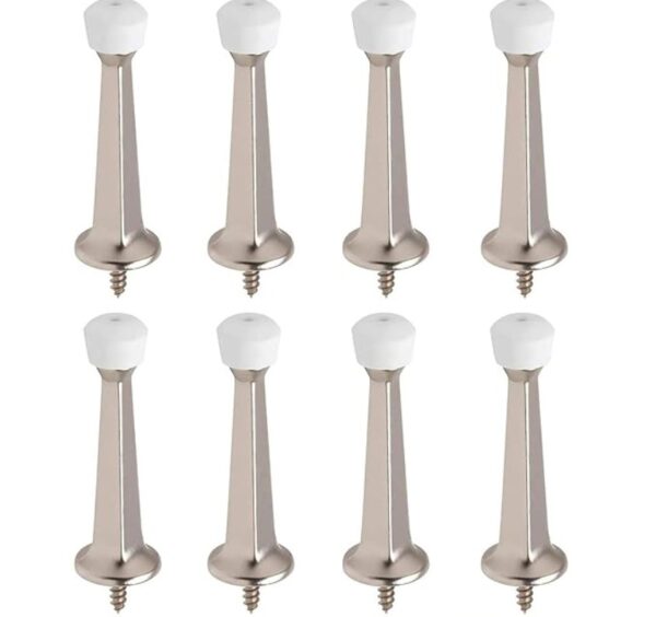 Liberty Premium Door Stoppers Metal Solid Rigid Doorstop Brushed 3" (Satin Nickel, 8 Pack)