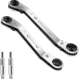 DURATECH HVAC Service Wrench Set for Air Conditioning & Refrigeration Equipment with Hex Bit Adapter