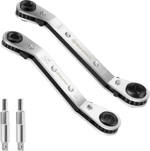 DURATECH HVAC Service Wrench Set for Air Conditioning & Refrigeration Equipment with Hex Bit Adapter