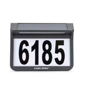 GAMA SONIC Solar Address Light Warm White LED Wall Plaque and Stake Mount with Stick Vinyl Numbers