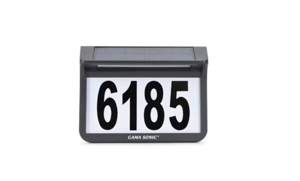 GAMA SONIC Solar Address Light Warm White LED Wall Plaque and Stake Mount with Stick Vinyl Numbers