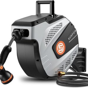 SUNPOW Retractable Garden Hose Reel - 1/2-inch x 50ft Wall Mounted Hose Reel
