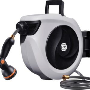 SUNPOW Retractable Garden Hose Reel 1/2 Inch x 33ft - Wall Mounted Hose Reel