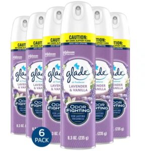 GLADE Air Freshener Room Spray, Lavender & Vanilla, 8.3 oz, 6 Count