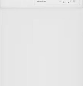 FRIGIDAIRE FDPC4221AW 24 Inch Full Console Dishwasher with 12 Place Setting Capacity, 2 Wash Cycles, 62 dBA Silence Rating, Gem K4 Tower Controls, Control Lock, Food Disposer, UL Listed, White