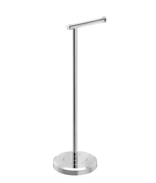 GATCO 1437C Bathroom Essentials Latitude II Freestanding Toilet Paper Holder Stand, Chrome
