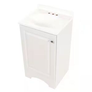 GLACIER BAY GB18P2-WH 19 in. Single Sink White Bath Vanity with White Cultured Marble Top (Assembled)