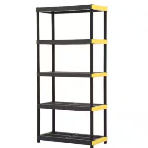 HDX 241592 5-Tier Easy Assembly Multi-Purpose Plastic Garage Storage Shelving Unit in Black (36 in. W x 74 in. H x 18 in. D)