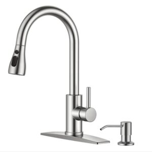 FORIOUS FF0023C-SD Kitchen Faucet with Soap Dispenser, Brushed Nickel