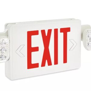 ULINE H-9045 Hard-Wired Exit Sign - Plastic with Emergency Lights, Red Letters