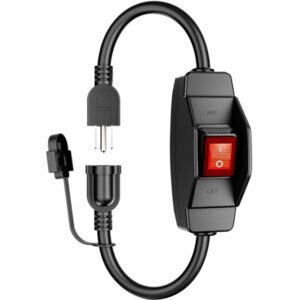 KASONIC FL‑101SW 1.5‑Foot Heavy‑Duty Extension Cord with Waterproof On/Off Switch, 14/3 AWG, 15A/1875W Grounded 3‑Prong Outlet, Safety Cover, ETL Listed