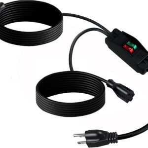 MAKEVIVI MV‑2W‑10F‑BK Heavy‑Duty Outdoor 2‑Way Extension Cord Splitter with On/Off Switch, 10‑Foot SJTW 14AWG/18AWG, 3‑Prong Grounded