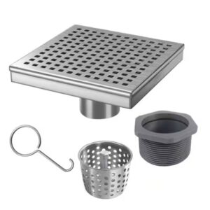 RELN FD0602SQSS 6 in. x 6 in. Stainless Steel Square Shower Drain with Square Pattern Drain Cover