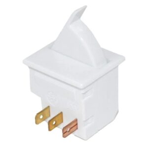 White rocker switch with metal prongs.