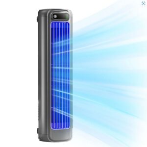 Msbyewd Portable Bladeless Tower Fan, 3-Speed Adjustable Fan with LED Display & USB Charging, Grey