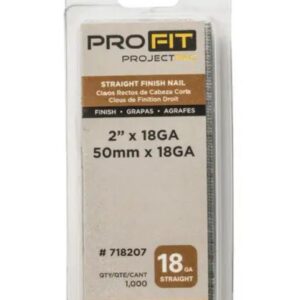 PRO-FIT 718207 2 in. x 18-Gauge Steel, Electro-Galvanized, Brad Head, Straight Finish Nail (1000ct)