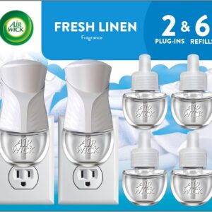 AIR WICK Plug in Starter Kit, Fresh Linen, 2 Warmers & 6 Refills