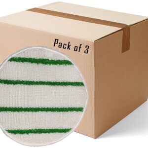 Heavy-Duty 21" Carpet Cleaning Bonnet Pads, Synthetic Fiber, Scrubber Strip Design, 3 Pack