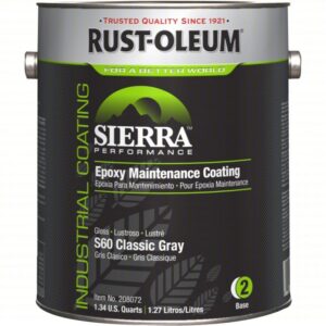 RUST-OLEUM 208072 Sierra Performance S60 Water-Based Epoxy Floor Coating, Classic Gray, High Gloss, 1 Gallon