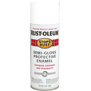 RUST-OLEUM 7797830 Stops Rust Protective Enamel Spray Paint, Semi-Gloss White, 12 oz, Aerosol